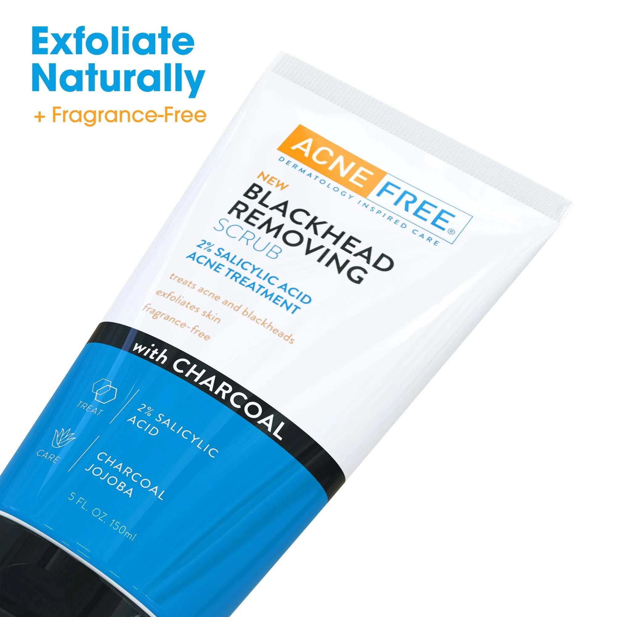 Acne Free Blackhead Removing Exfoliating Face Scrub with 2% Salicylic Acid and Charcoal Jojoba - Daily Wash, Skin Care Face Scrub Acne Treatment For Men Women and Teens With Acne Prone Skin - 5 oz 5 Fl Oz (Pack of 1)