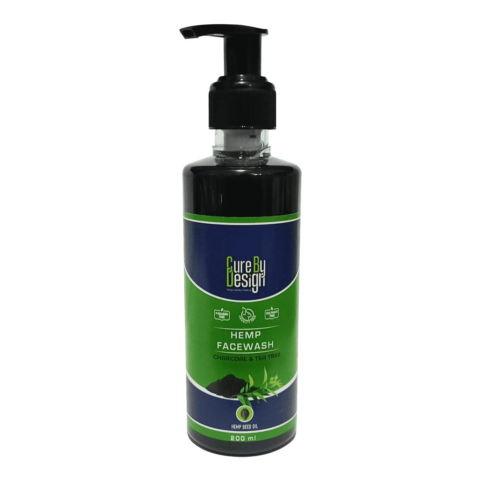 Cure By Design Hemp, Charcoal & Tea Tree Face Wash