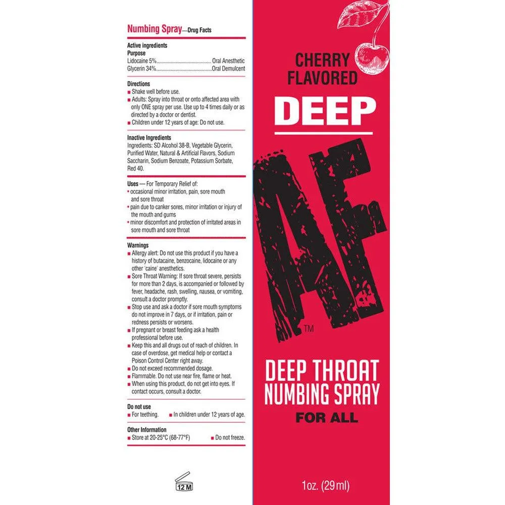 Deep Af Deep Throat Numbing Spray -  Cherry - 1 Fl. Oz.