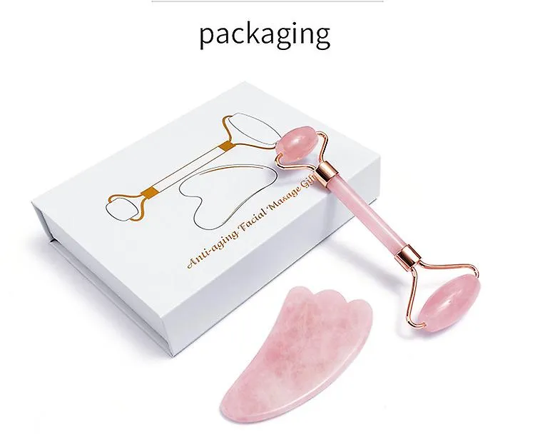 Style 2 Pink 2 In 1 Facial Massage Roller Guasha Board Kit Double Heads Jade Stone Face Lift Skin Relaxation Slimming Gua Sha BeAUty Tool Fa1708